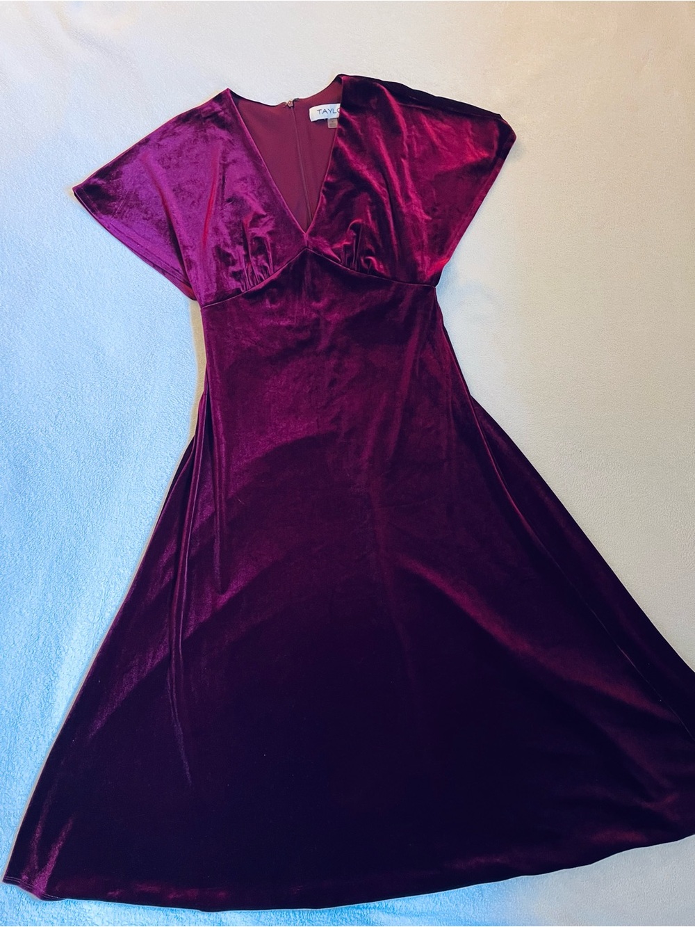Taylor, Velvet V-Neck Maxi Dress, Women’s, Size 4, Red/burgundy.